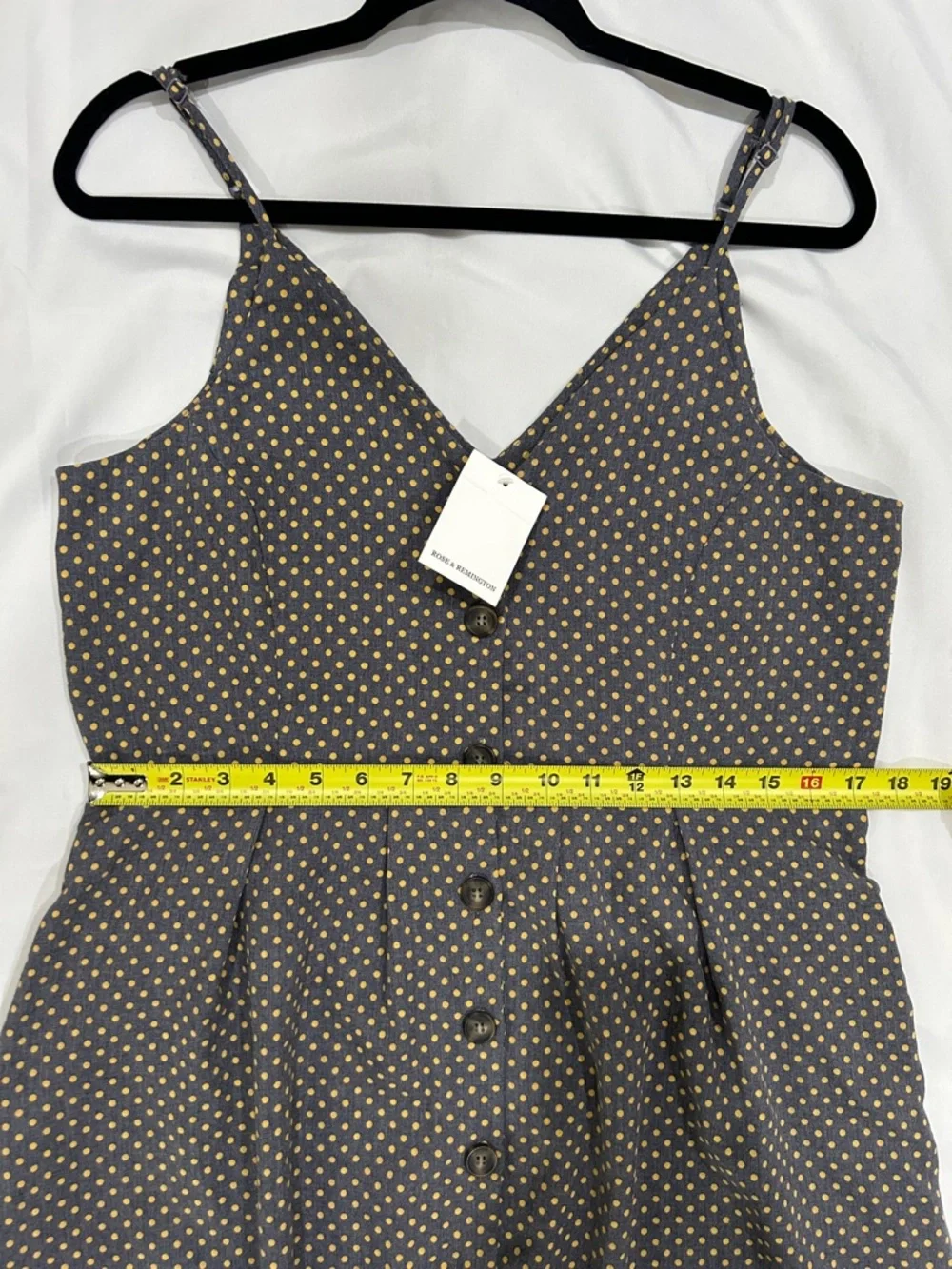 Umgee Gray Spaghetti Strap Polka Dot Button-Front Mini Dress - Picture 9 of 10